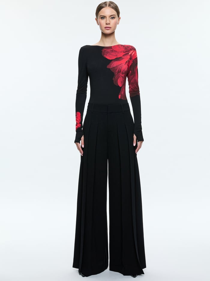 MASAKO BODYSUIT - PEONY PETALS BRIGHT RUBY image 1 - Alice And Olivia