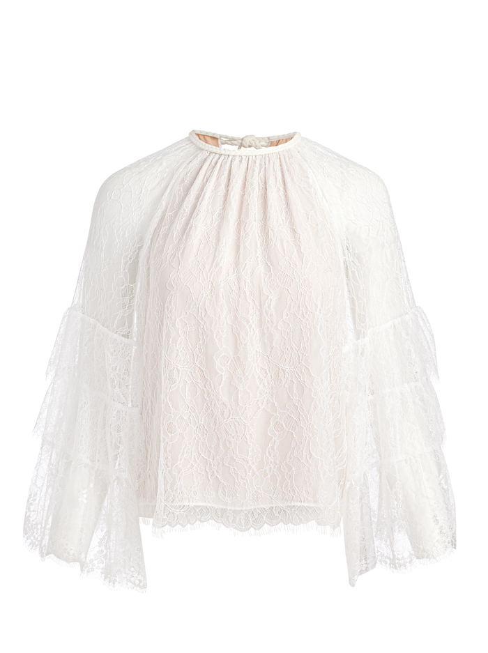 DELIA RUFFLED TUNIC TOP - OFF WHITE image 5 - Alice And Olivia