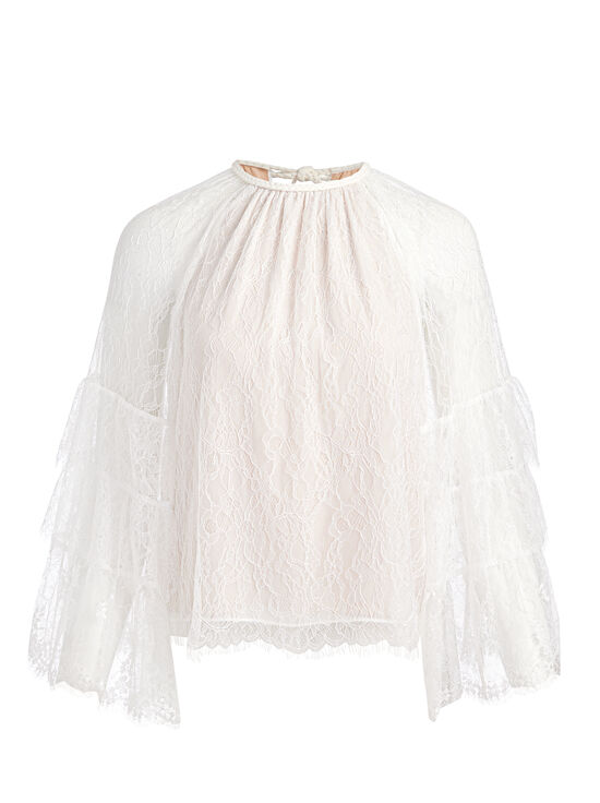 OFF WHITE-DELIA RUFFLED TUNIC TOP