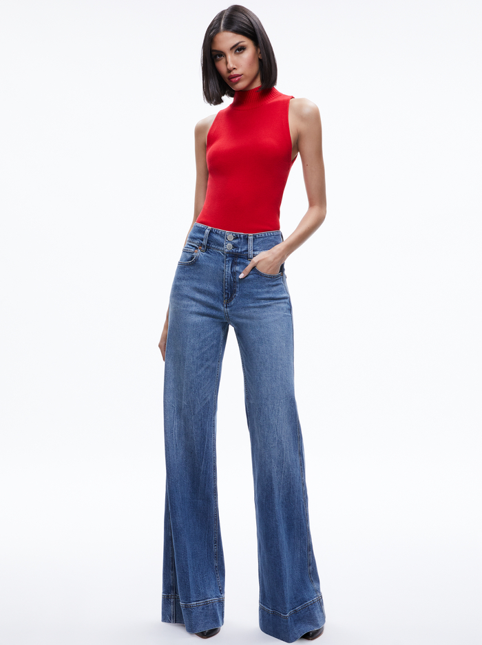 DARCEY TURTLENECK SWEATER TANK - PERFECT RUBY image 4 - Alice And Olivia