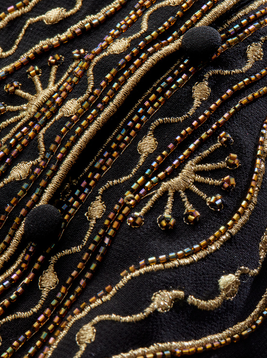 BLACK/PALE GOLD-MARVA EMBELLISHED MINI KAFTAN