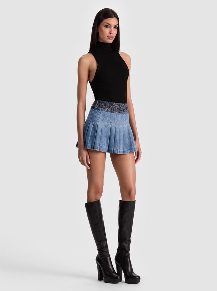 MERA DENIM MINI SKIRT - CELINE VINTAGE image 4 - Alice And Olivia