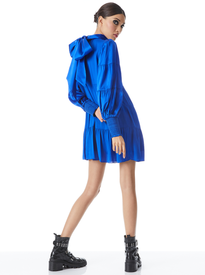 KARENA BOW NECK TIERED BABYDOLL DRESS - ROYALTY image 1 - Alice And Olivia