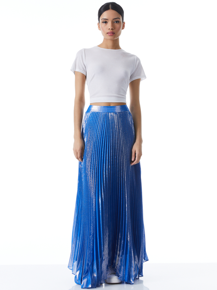 KATZ PLEATED MAXI SKIRT - PALACE BLUE image 2 - Alice And Olivia