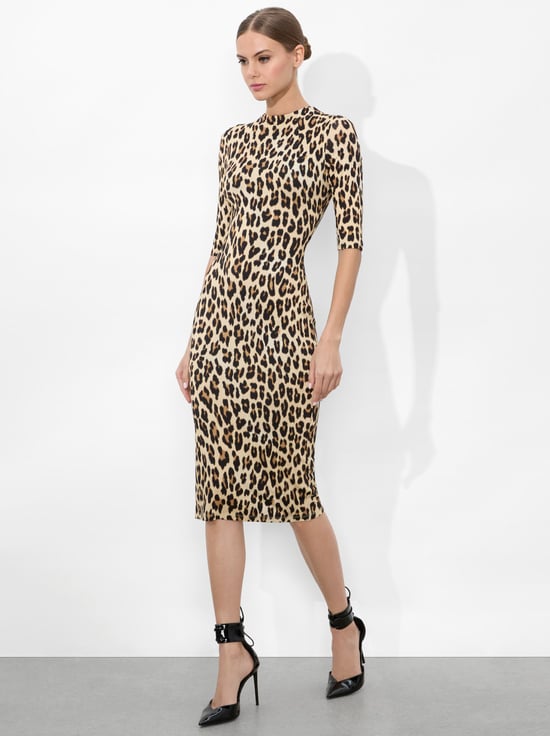 TEXTURED LEOPARD-DELORA MIDI DRESS