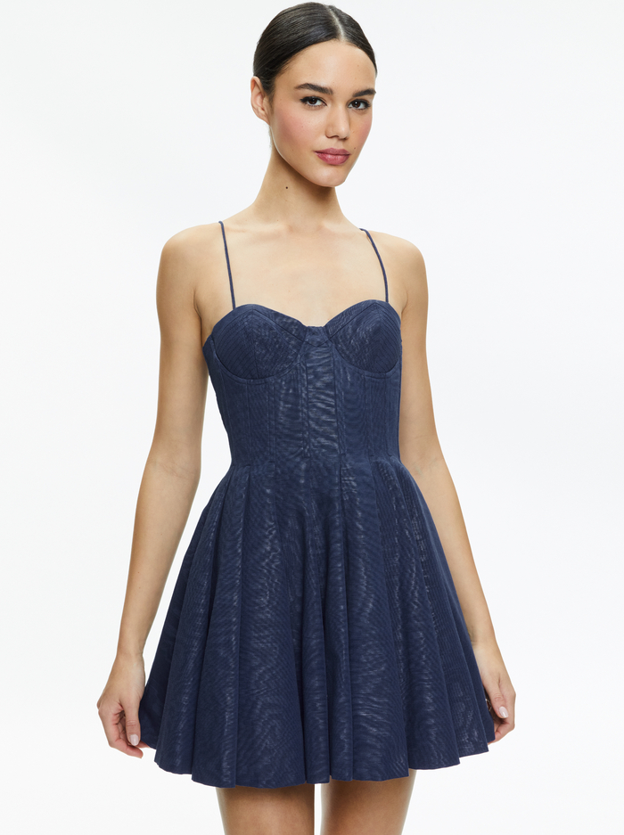 ADARA SPAGHETTI STRAP BUSTIER MINI DRESS - AZURE image 2 - Alice And Olivia