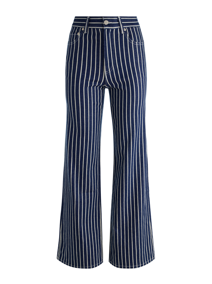 CHIC STRIPED JEAN - INDIGO/OFF WHITE STRIPE image 5 - Alice And Olivia