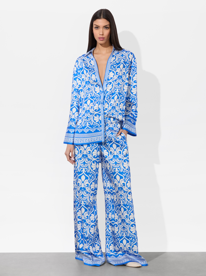 KIVA OVERSIZED PAJAMA SHIRT - SOIREE TRUE BLUE image 1 - Alice And Olivia