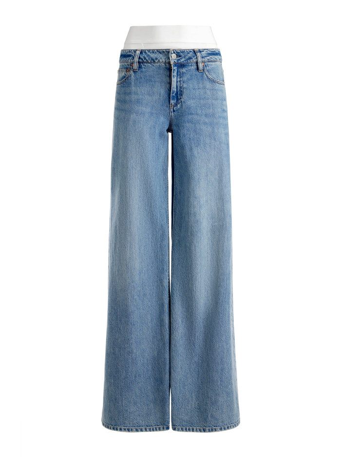 IAN BOXER JEAN - HARLOW VTG BLUE/OFF WHITE image 5 - Alice And Olivia