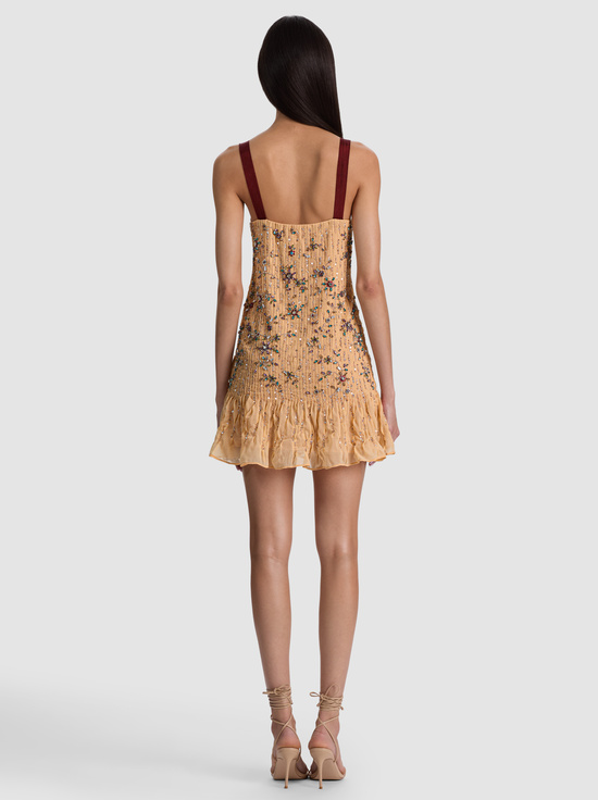 LIGHT PEACH-LINNEA EMBELLISHED MINI DRESS