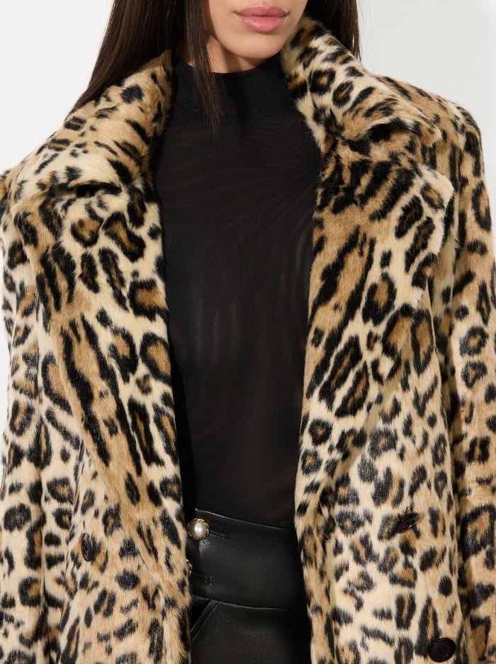 NICHOLAS FAUX FUR COAT - CAMEL/BLACK JAGUAR image 3 - Alice And Olivia