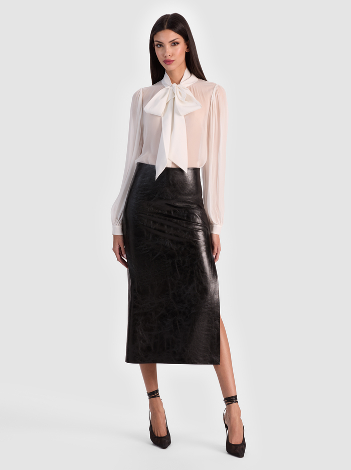 MAEVE VEGAN MIDI SKIRT - BLACK image 1 - Alice And Olivia