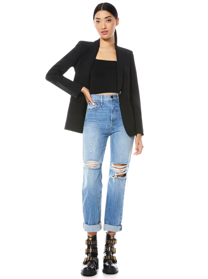 MACEY ZIPPER CUFF BLAZER - BLACK image 4 - ALICE + OLIVIA