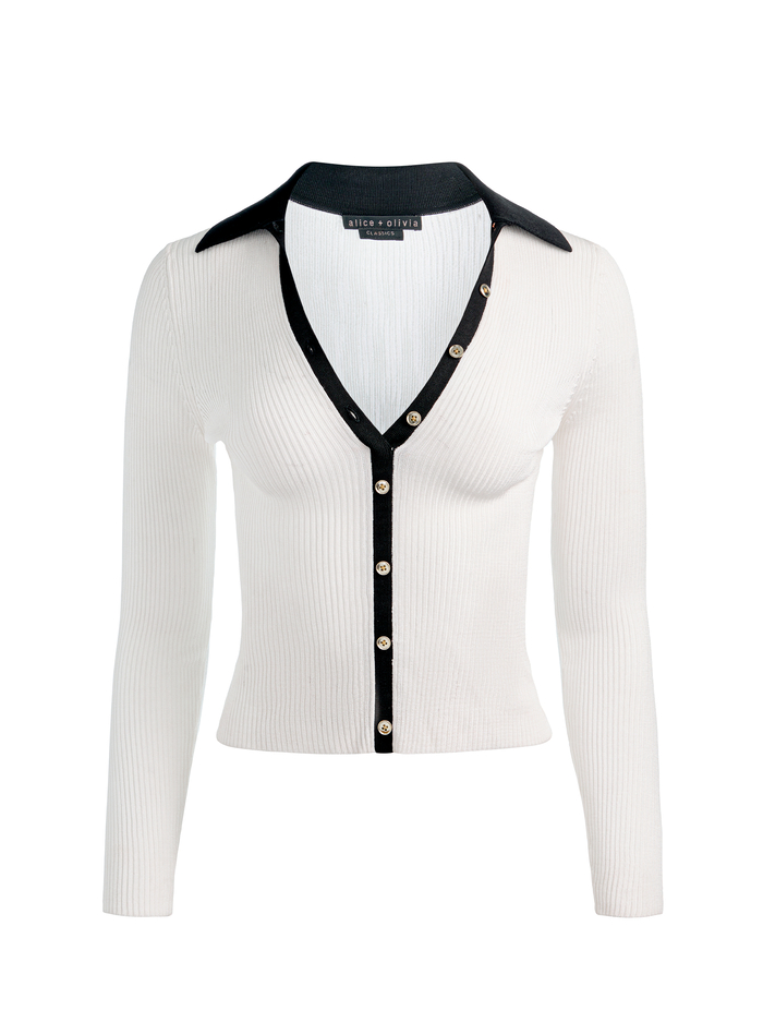 NEALIE CARDIGAN - SOFT WHITE/BLACK image 5 - ALICE + OLIVIA
