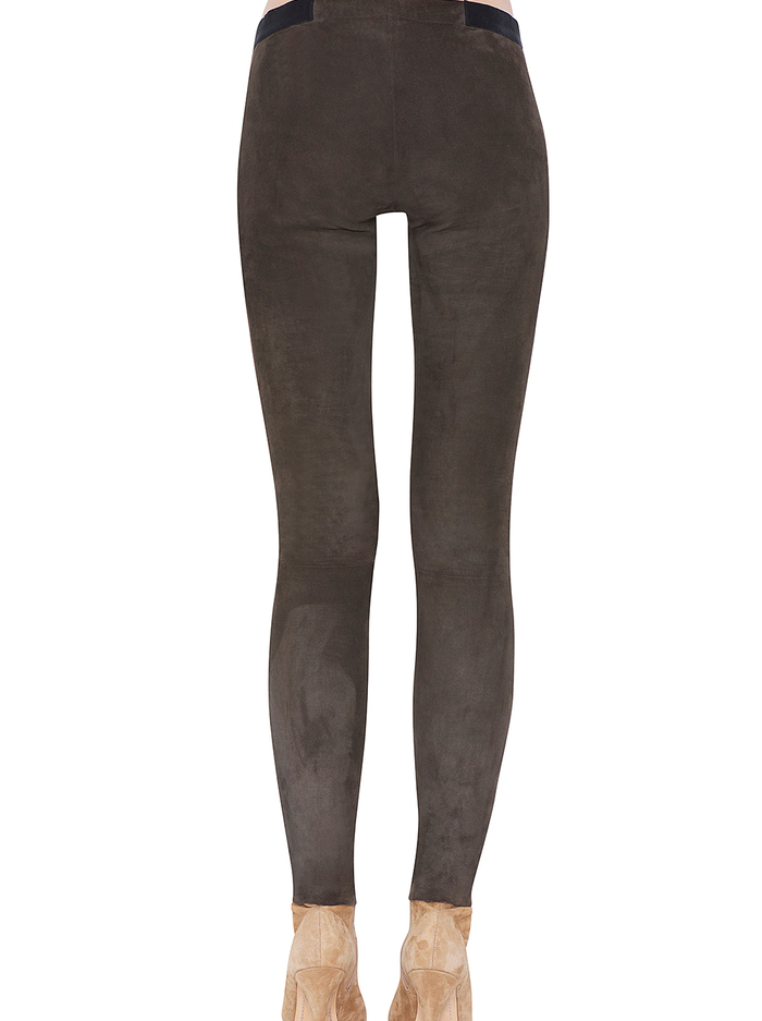 FRONT ZIP SUEDE LEGGING - CHOCOLATE image 2 - Alice And Olivia