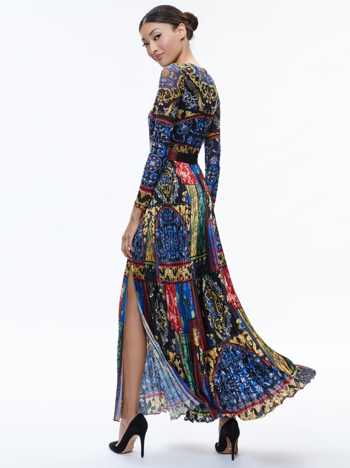 IVEY PLEATED SKIRT MAXI DRESS - AFTER SUNSET image 1 - Alice And Olivia