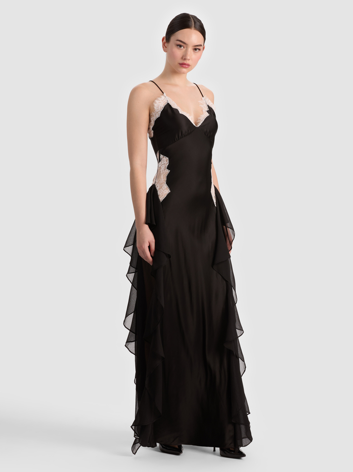 SHELBA RUFFLED GOWN - BLACK/OFF WHITE image 3 - ALICE + OLIVIA