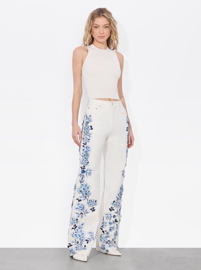 WEEZY EMBROIDERED JEAN - OFF WHITE image 1 - Alice And Olivia