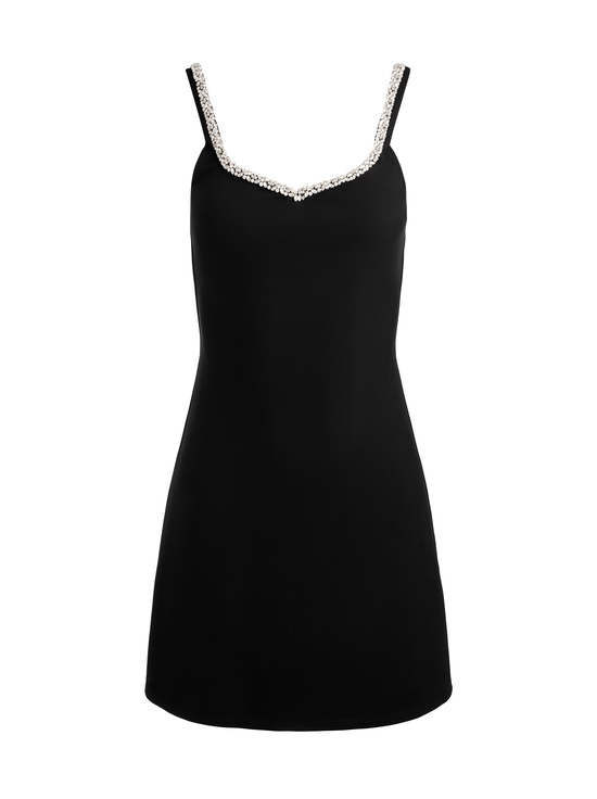 BLACK-EVE EMBELLISHED TRIM MINI DRESS