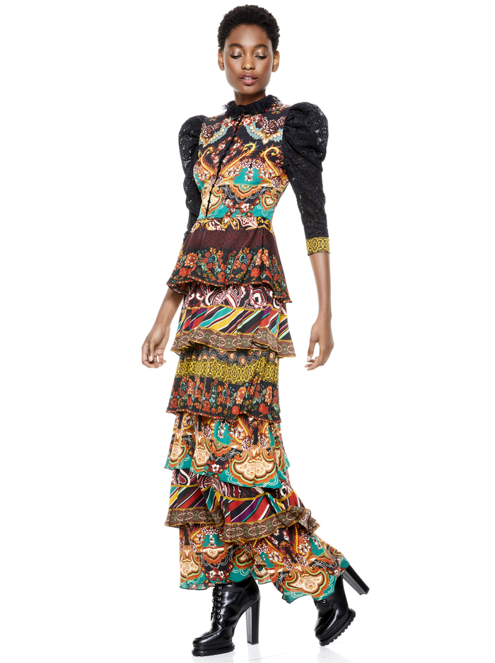 WILHEMINA TIERED MAXI DRESS - SPELLBOUND MULTI/BLACK image 4 - ALICE + OLIVIA