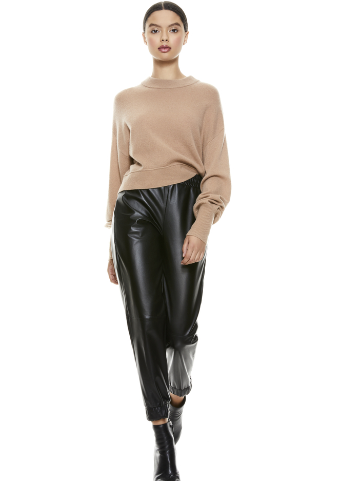 DENVER ROUND HEM SWEATER - CAMEL image 4 - Alice And Olivia