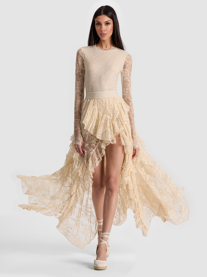 KARYS MIXED MEDIA SKIRT - BISCOTTI image 1 - Alice And Olivia