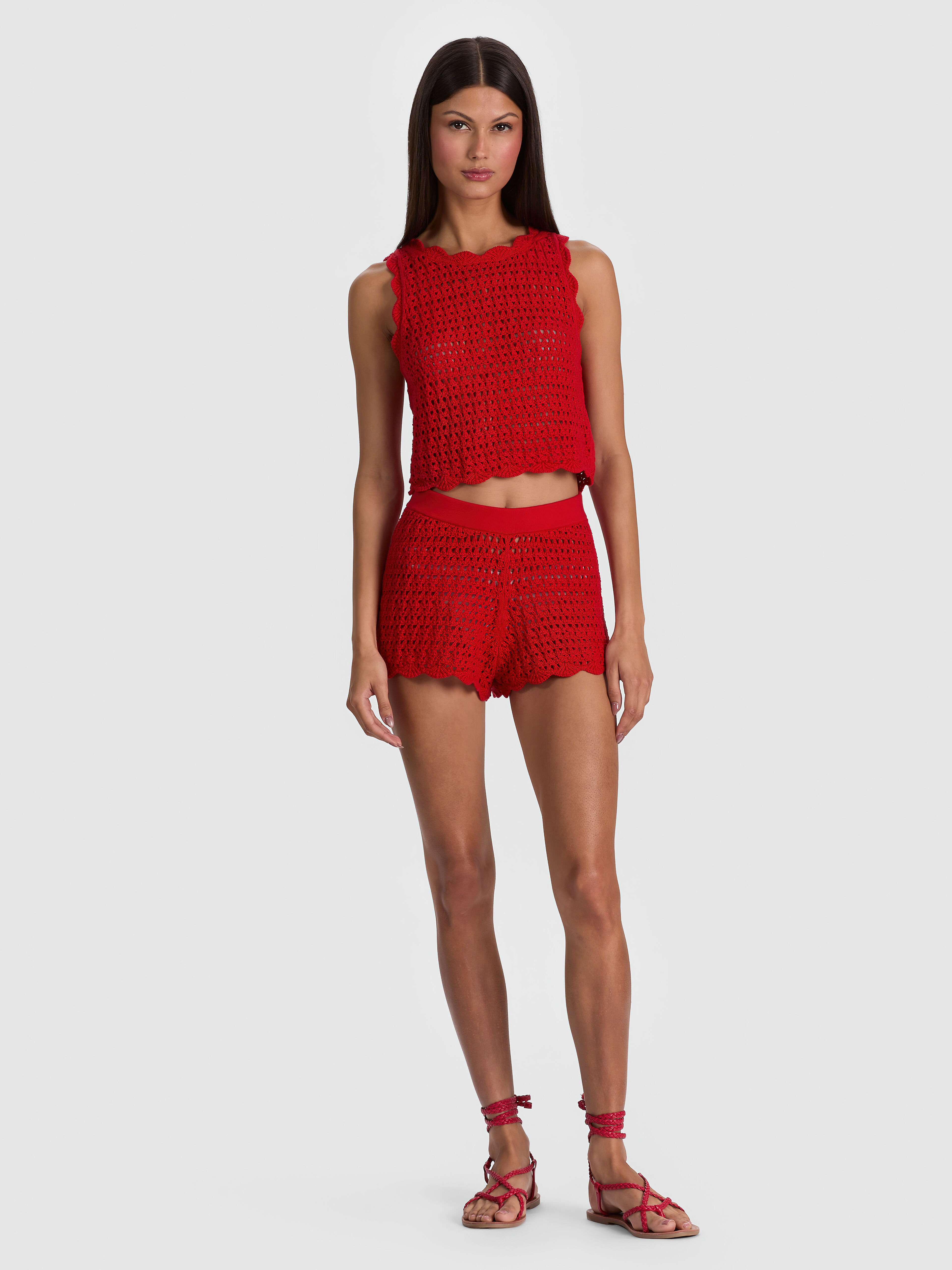 AMITY CROCHET TANK in CHILI PEPPER | ALICE + OLIVIA