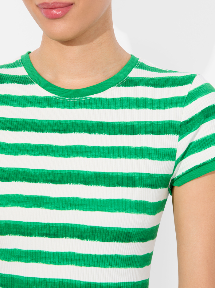 TESS TEE - PAINTED STRIPE LT EMERALD image 3 - Alice And Olivia