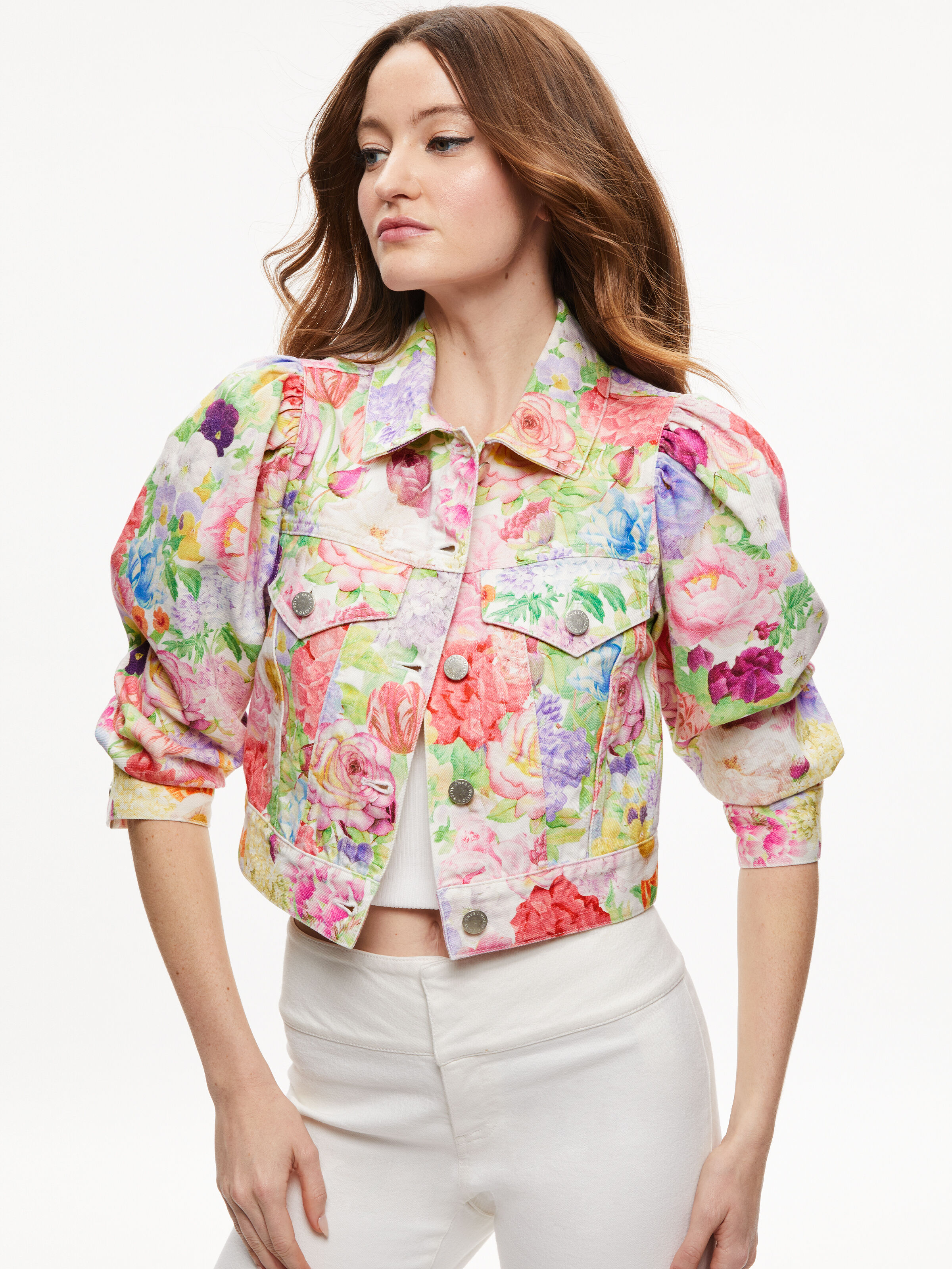 Lana Denim Jacket In Dawn Floral Alice Olivia