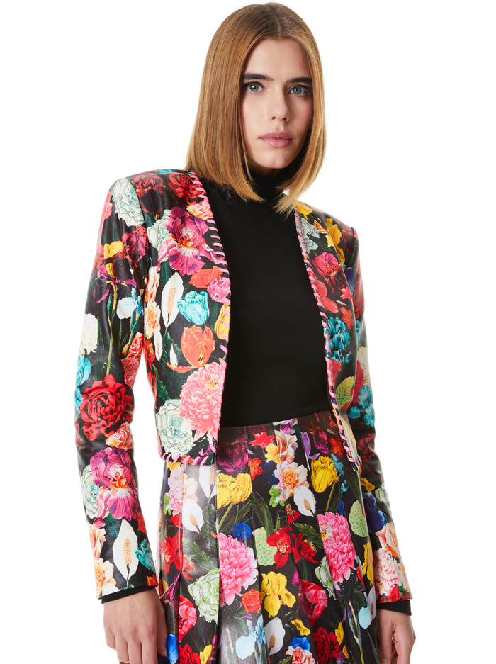 ZETA STITCH COLLAR CROPPED JACKET - BOTANICAL GARDEN - Alice And Olivia