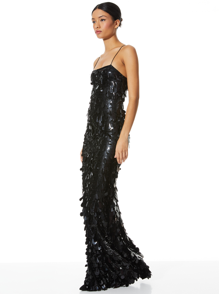 FIFI SEQUIN EMBELLISHED MAXI DRESS - BLACK image 4 - Alice And Olivia