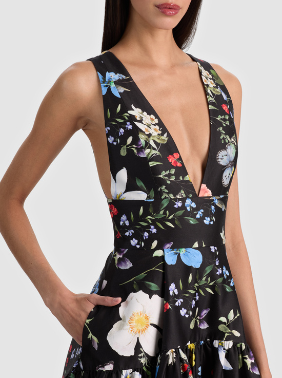 TWISTING VINES BLACK-LILA STRUCTURED BALLGOWN