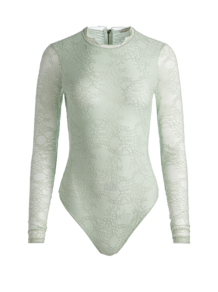 TAEYN LACE BODYSUIT - GREEN TEA image 5 - Alice And Olivia
