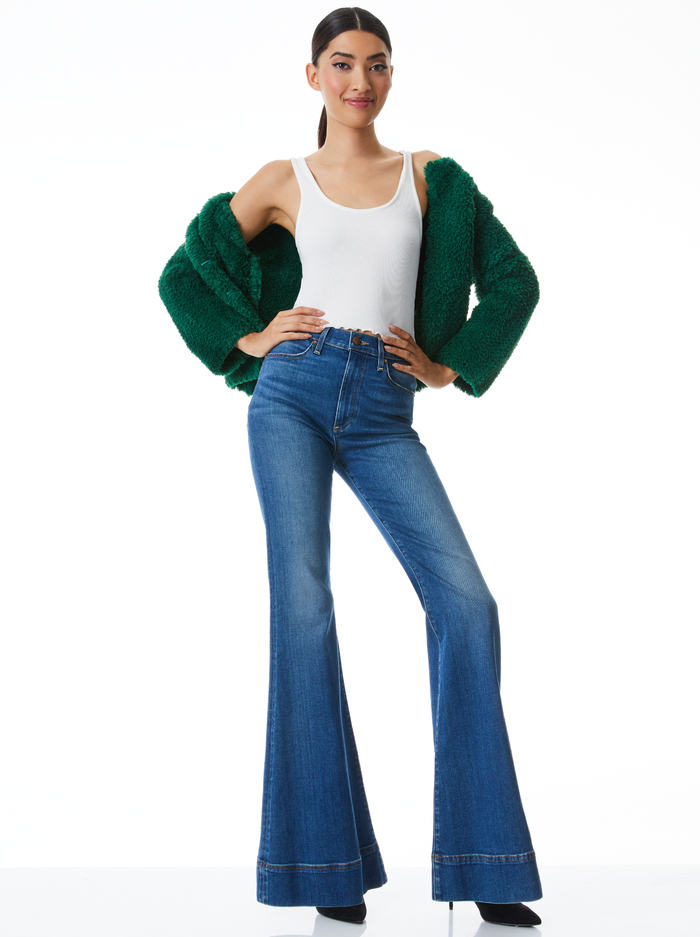 FAWN FAUX FUR JACKET - DEEP EMERALD image 4 - Alice And Olivia