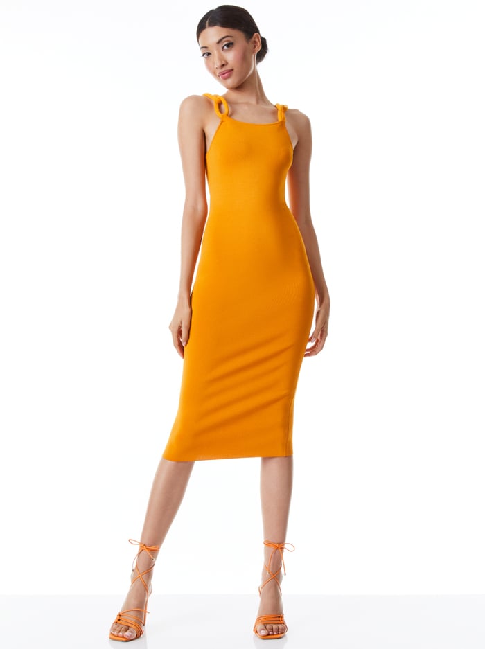 ALINA MIDI DRESS WITH CORD STRAPS - TANGERINE image 2 - Alice And Olivia