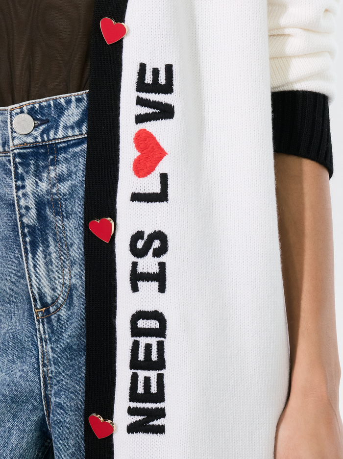 A+O X THE BEATLES BRADFORD MAXI CARDIGAN - ECRU MULTI image 4 - Alice And Olivia