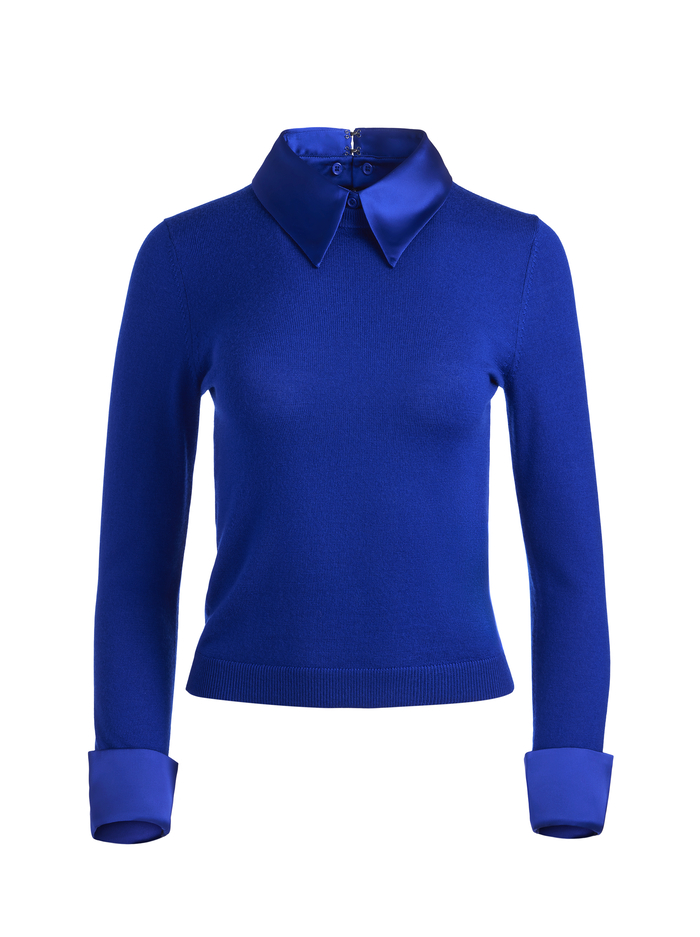 PORLA COLLARED SWEATER - ROYAL image 5 - Alice And Olivia