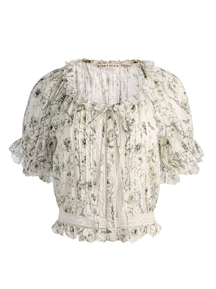 MCLAINE PUFF SLEEVE BLOUSE - FLOWER SHOP LIGHT SAGE image 5 - ALICE + OLIVIA