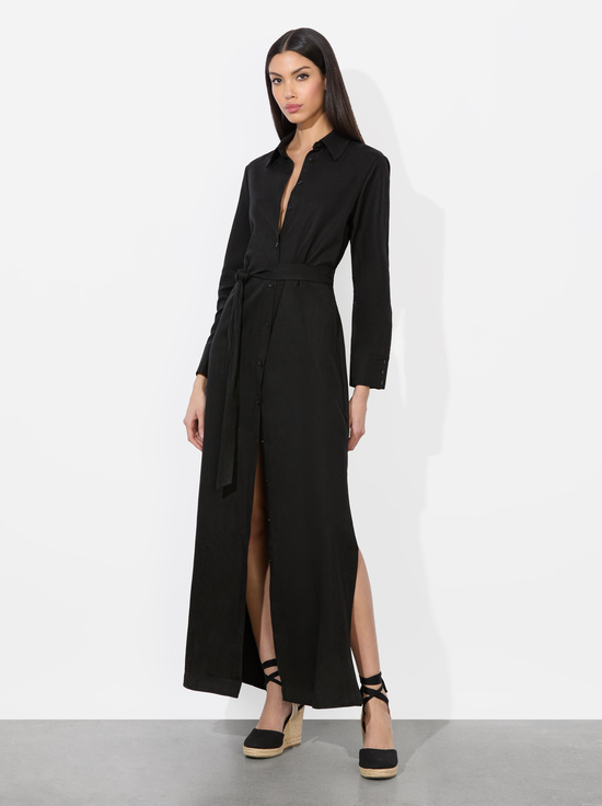 BLACK-CHASSIDY LINEN MAXI DRESS