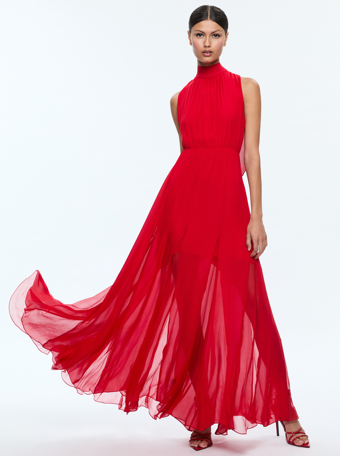 DITA MAXI DRESS - BRIGHT RUBY image 3 - Alice And Olivia