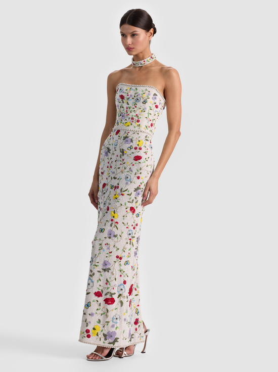 TWISTING VINES OFF WHITE-GEORGIE EMBELLISHED GOWN