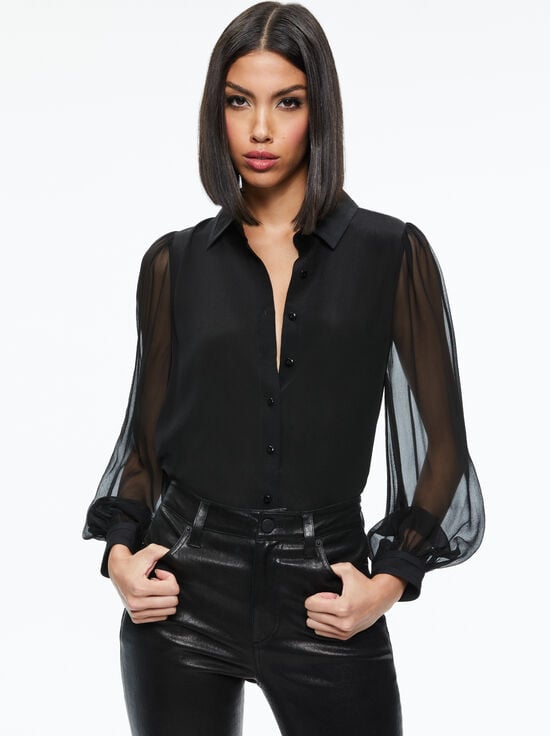 BLACK-ROANNE BUTTON DOWN