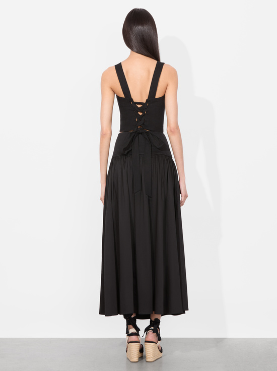 BLACK-ORIANA DROP WAIST MIDI SKIRT
