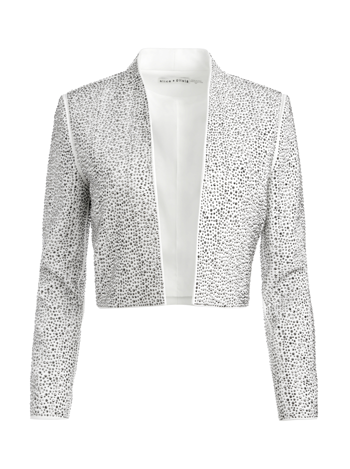 KALIA EMBELLISHED OPEN FRONT JACKET - OFF WHITE/SILVER image 5 - Alice And Olivia