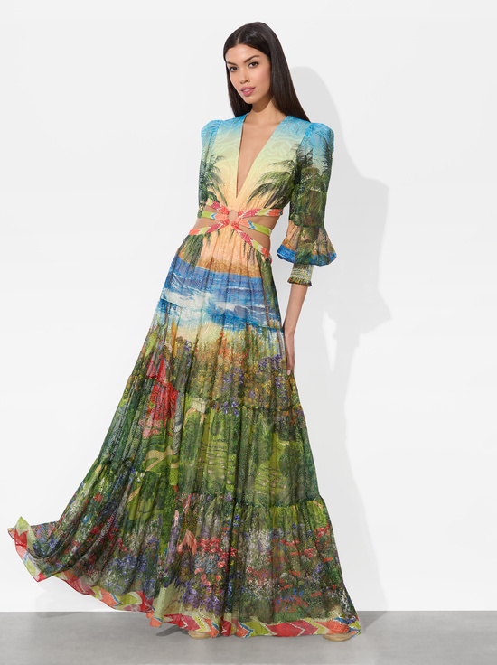 ISLAND DREAMS MULTI-PATRICA TIERED DRESS