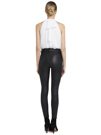 WHITE-MARIS HALTER NECK GATHERED TOP