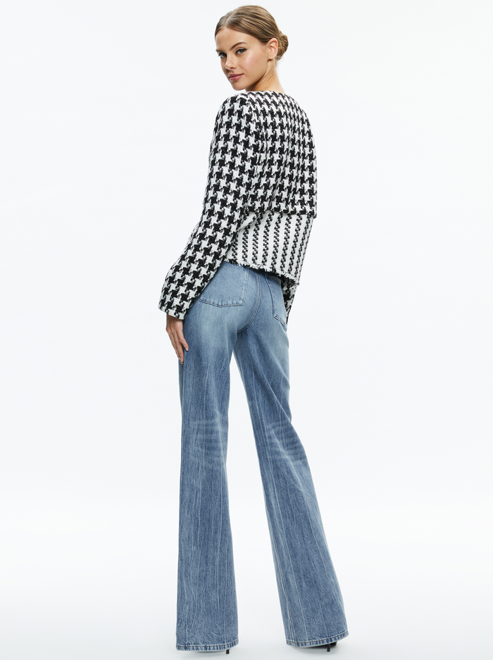 KIDMAN TWO-FER TWEED JACKET - BLACK/OFF WHITE image 1 - Alice And Olivia