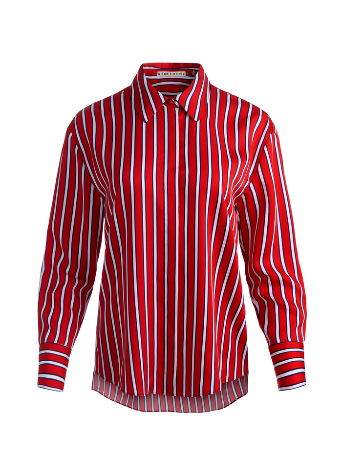 DIMITRA OVERSIZED BUTTON DOWN - TEAKWOOD CHILI PEPPER image 6 - ALICE + OLIVIA