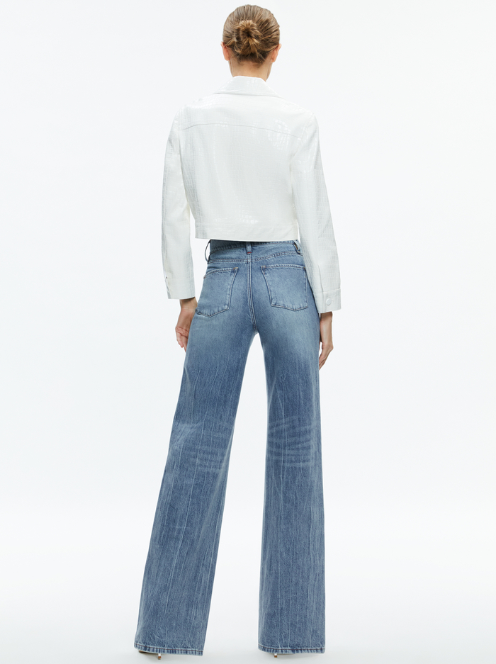 CHLOE VEGAN LEATHER CROPPED JACKET - WHITE image 1 - ALICE + OLIVIA