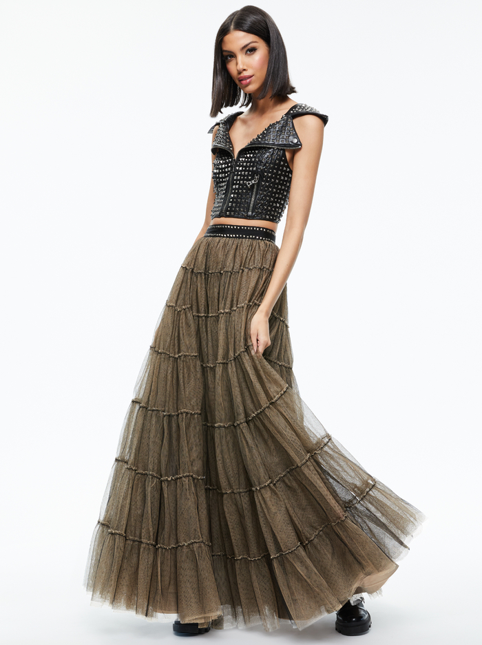 DIGNA STUDDED MOTO TOP - BLACK image 4 - Alice And Olivia